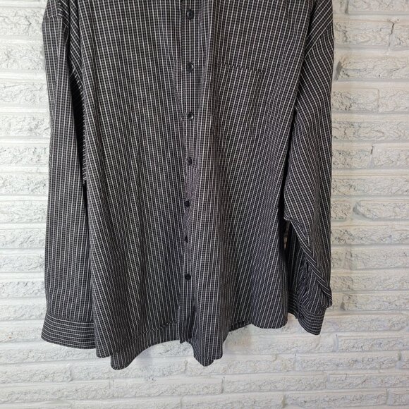 Van Heusen Mens Shirt 4XL Long Sleeve Black White Plaid Pocket PLA86XE - Picture 4 of 10